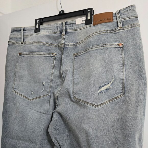 Judy Blue Mid Rise Tummy Control Raw Hem Crop Wide Leg Jean - Size 22W - Picture 13 of 14
